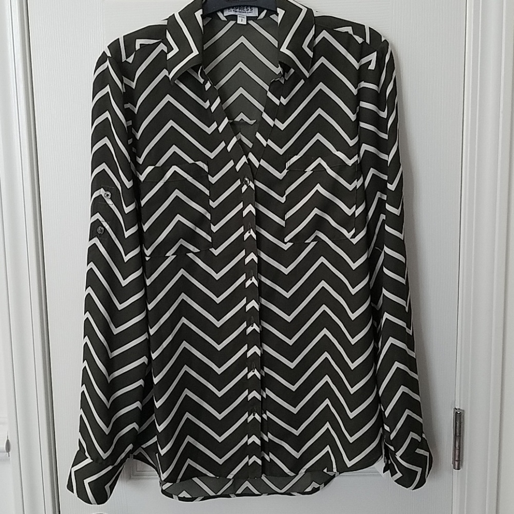 Express Portofino shirt, olive green & white